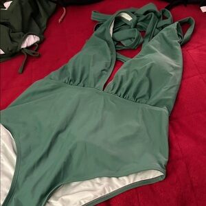 Green Halter One-Piece Swimsuit